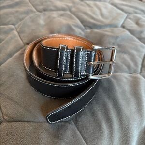 Bonobos 100% Italian Leather Black Belt with white stitching